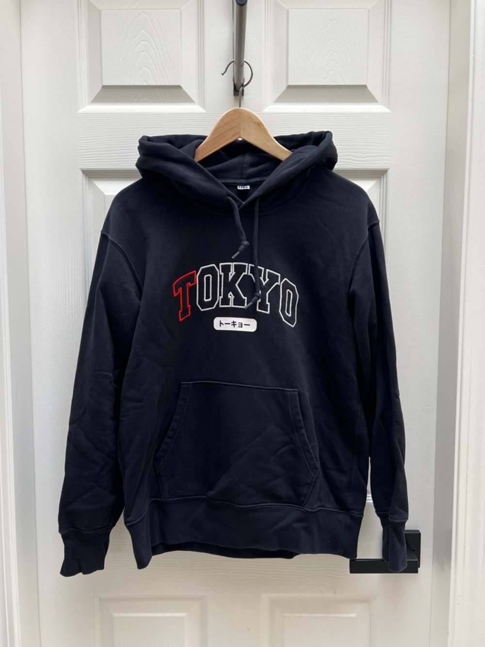 Uniqlo Black 'TOKYO' Graphic Hoodie with Red Accent